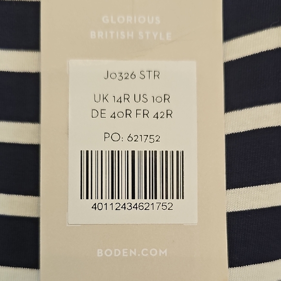 NWT - Boden Navy and White Striped Midi Dress 10 - Picture 3 of 10